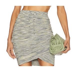 Simkhai Lucien Mini Skirt Women Size S Basil Space Dye Rayon Comfort Drawstring